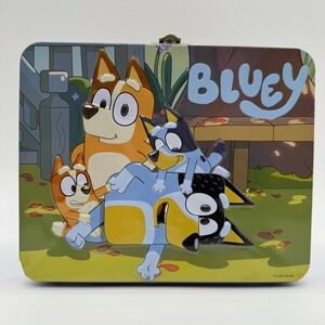 Bluey Family Metal Lunch Box Tin Carry Case Storage Box with Handle